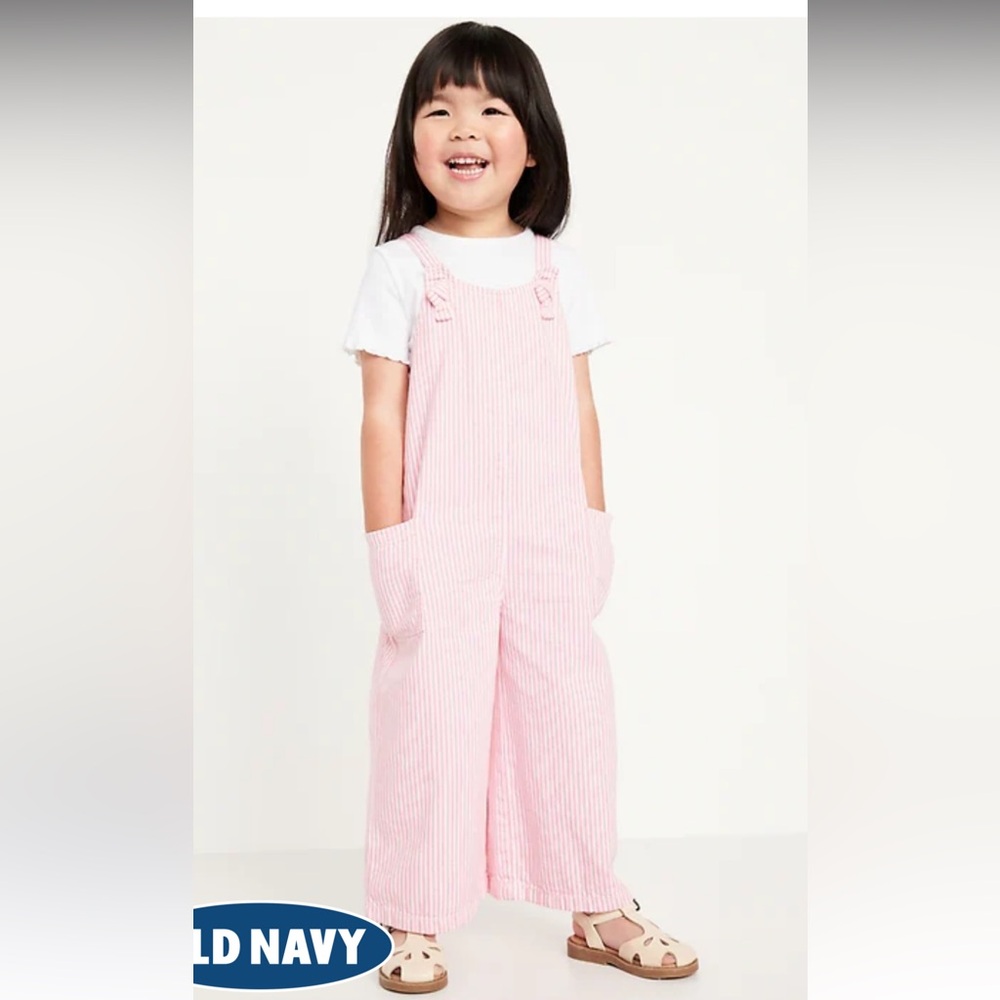 Pink Striped Kids Overalls